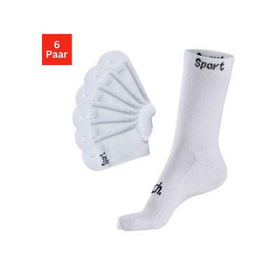 Sportsocken BENCH., Herren, Gr. 39-42, weiß (6x weiß), Baumwollmischung, unifarben, elastisch, Socken Sportsocken, mit antibakterieller Feuchtigkeitsregulierung