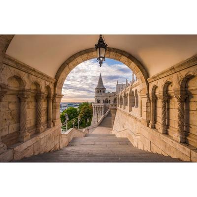 Fototapete PAPERMOON "Fischerbastei Budapest Ungarn", bunt, B:4,5m L:2,8m, Vlies, Tapeten