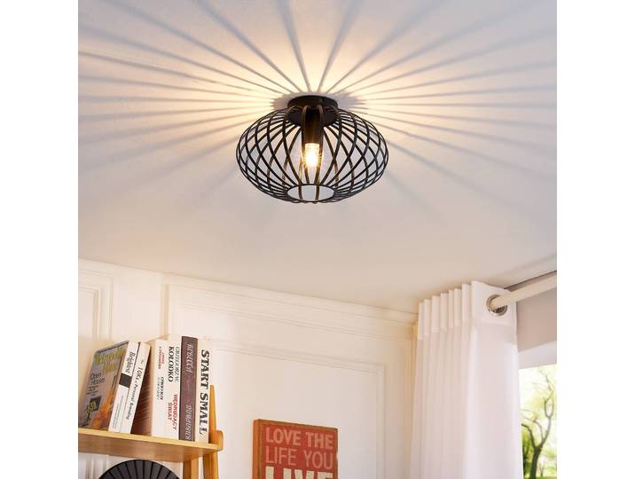 Deckenleuchte Maivi Lindby, dimmbar, schwarz, für Wohn- / Esszimmer, Metall, Modern