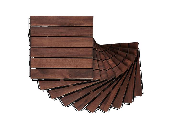 casa.pro Klickfliesen-Set 10 Tlg. Alliste, Braun, Holz, 30x1.9x30 cm, Gartenzubehör, Terrassenfliesen