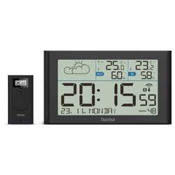 hama 00222216 Wetterstation Sylt, mit Außensensor, Funk, Wecker, Schwarz