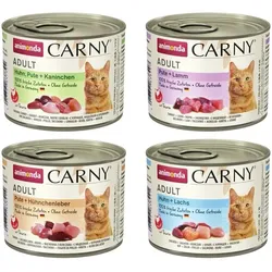 animonda Carny Adult 24 x 200g Mixpaket (Huhn&Pute mit Kaninchen,Pute&Lamm,Pute&Hünchenleber,Huhn&Lachs) Katzennassfutter