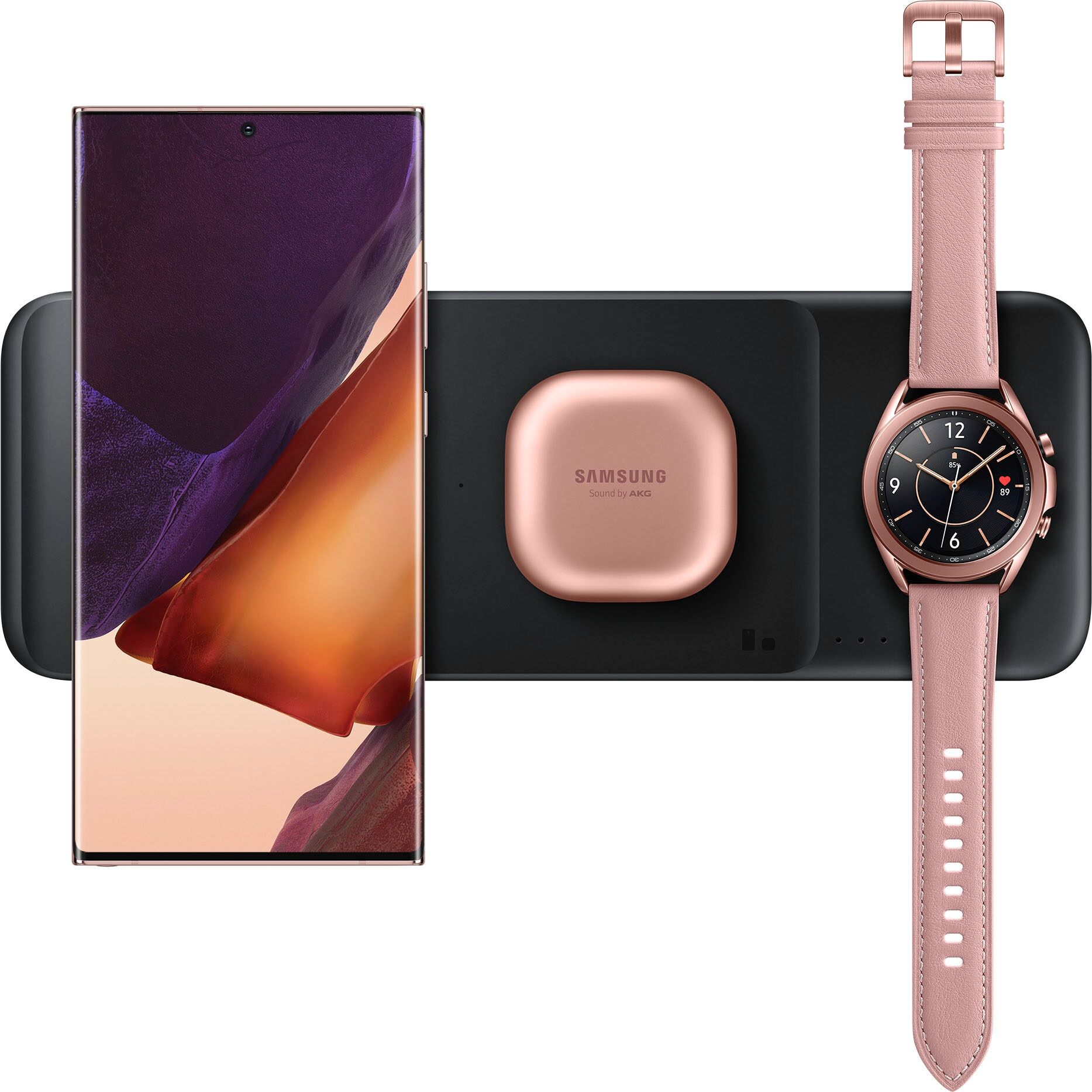 Samsung Smartphone-Ladegerät "Wireless Charger Trio Pad EP-P6300", schwarz, B:24cm H:8,6cm T:1,55cm, Ladegeräte, Smartphone-Ladegerät