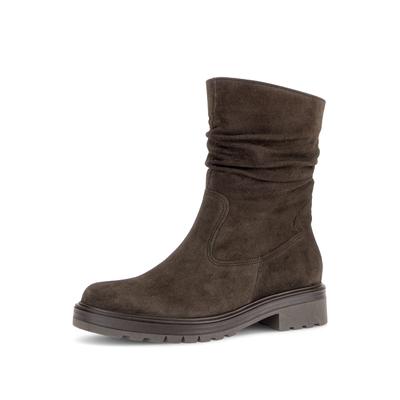 Stiefelette GABOR, Damen, Gr. 36, wärmend, braun (mocca), Veloursleder, unifarben, Schuhe Stiefelette, Blockabsatz, Kurzstiefel mit Reißverschluss