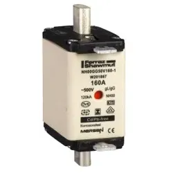 Schneider Electric DF2FGN160 Sicherungspatrone DIN 00mit Messern, gG 160A, ohne Anzeige  - 3 Stück