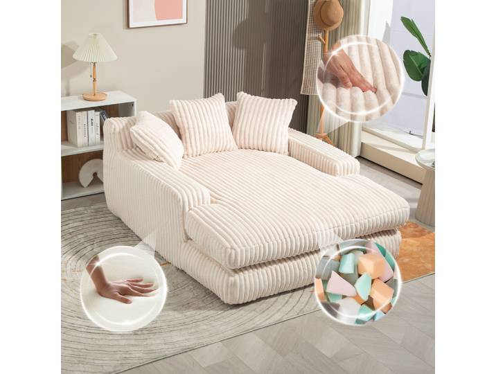 Canapé-lit moderne en cordon, canapé nuage avec 3 oreillers doux, canapé simple confortable au sol pour salon, appartement, bureau