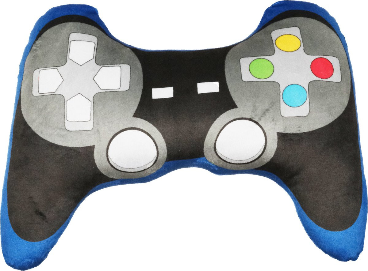 Kruger Game controller pluche kussen - Grijs/blauw - 35 cm