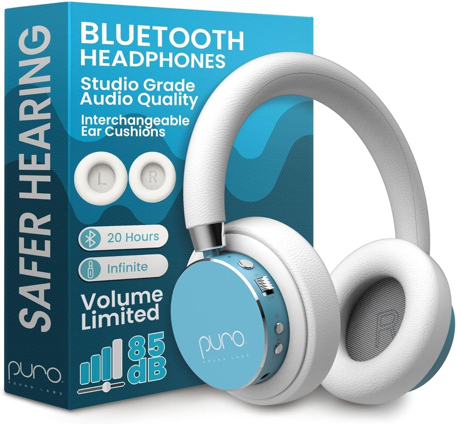 Puro Sound Labs BT2200 Plus Kids Bluetooth Headphones – Teal   Volume-Limiting 85dB, Studio-Grade Audio, 20-Hour Battery Life, Comfortable Over-Ear Design, Wireless Connectivity