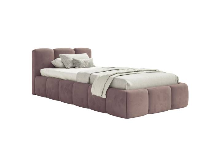 Polsterbett 90x200 cm Cloudy Low hellrosa Velours,