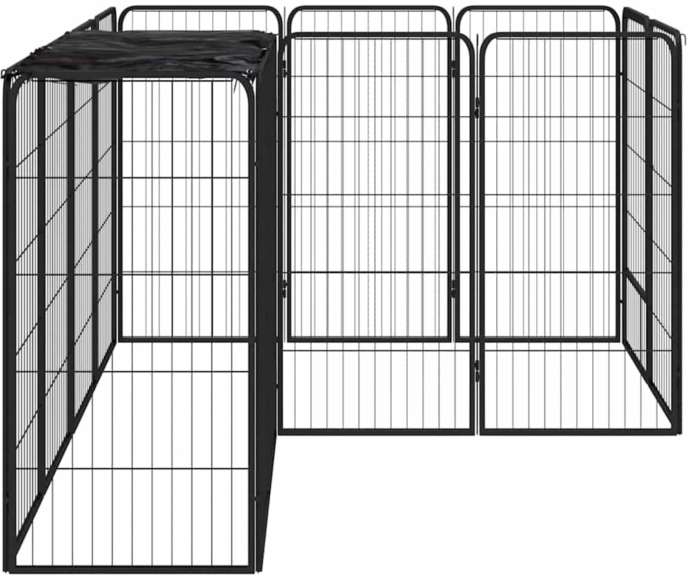 vidaXL Parc pour chien 14panneaux Noir 50x100cm Acier enduit de poudre