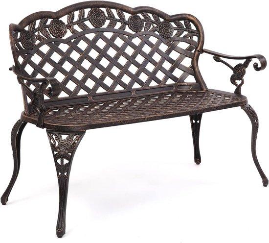 Aluminium Sitzbank Außenbank Gartenbank Klassisches Antikdesign - 108 cm Bronz