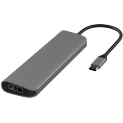 DLH USB-C (M) HUB WITH 3X USB-C (F)/1X USB-A (F)/1X HDMI PASS TH (USB-C, 6 Ports), Dockingstation + USB Hub, Silber
