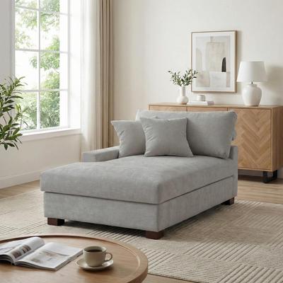 Lumibee "40.8""W Modern Chenille Upholstered Chaise Lounge with Pillow"