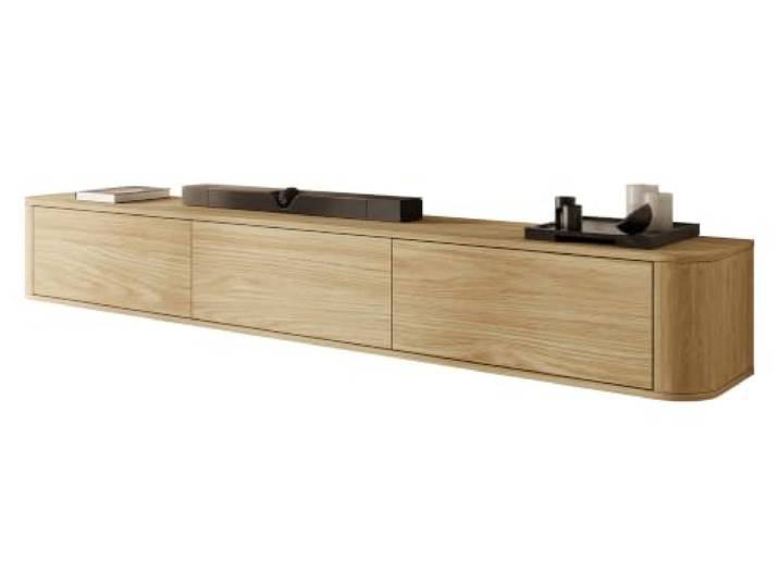 Mirjan24 TV Lowboard Hesofi, Griffloses Öffnungssystem, 3 Klappe/Tür, TV Board Sideboard, Unterschrank, Fernsehschrank, TV Tisch, Fernsehtisch (Geölte Eiche)