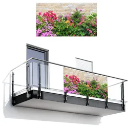 BALKON-SICHTSCHUTZ Blumen - Pflanzen - Blätter - Steine Witterungsbeständig 200x110 cm