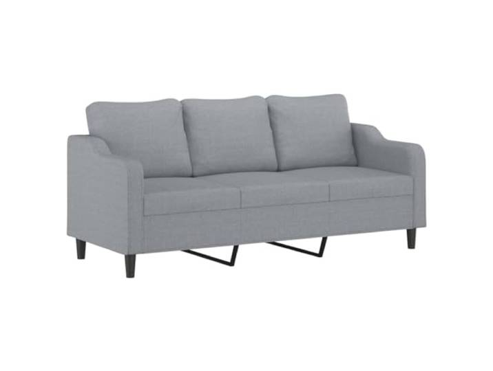 GHVBNMF 3-Sitzer Sofa Hellgrau Stoff Couch mit Metallgestell 198cm Bequemer Dreisitzer mit atmungsaktivem Polsterbezug und Schaumstofffüllung für entspannte Stunden im Wohnzimmer.