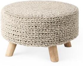 Mercana Bina Wool With Brown Wood Legs Stool