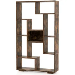 Helloshop26 - Offenes Bücherregal 70 x 20 x 120 cm mit 11 Regalböden elegantes geometrisches Design praktischer Stauraum aus 20_0010676