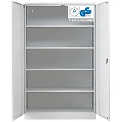 PROREGAL Stahlschrank BEE mit 4 verzinkte Fachböden | HxBxT 195x120x50cm | Lichtgrau-Lichtgrau | Werkstattschrank Werkzeugschrank Aktenschrank