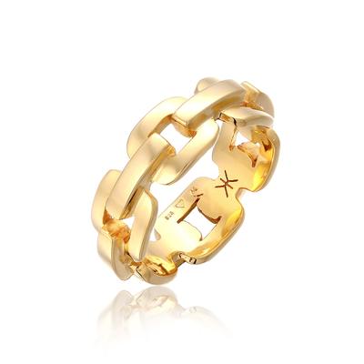Silberring KUZZOI "Ring Herren Anker Kettenring Trend 925 Silber" Gr. 66, gold, Fingerringe, Herren, 66, Silber 925 (Sterlingsilber), Silberring