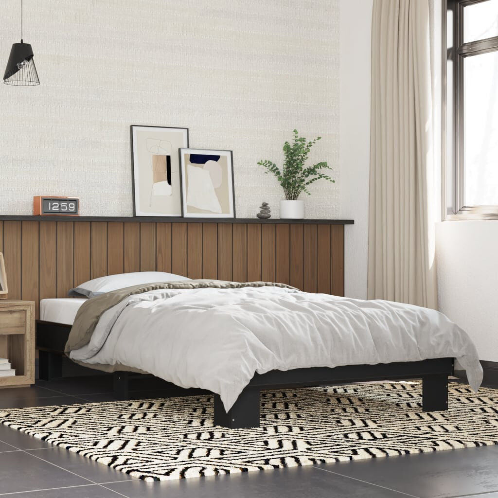17 Stories Otylie Bed Frame Black UK Small Single - DE 75 x 190 cm