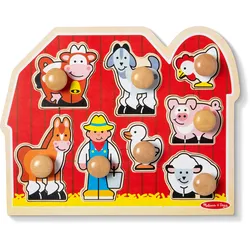 Melissa & Doug Bauernhoftiere Jumbo-Knopf-Puzzle aus Holz ab 1 Jahr