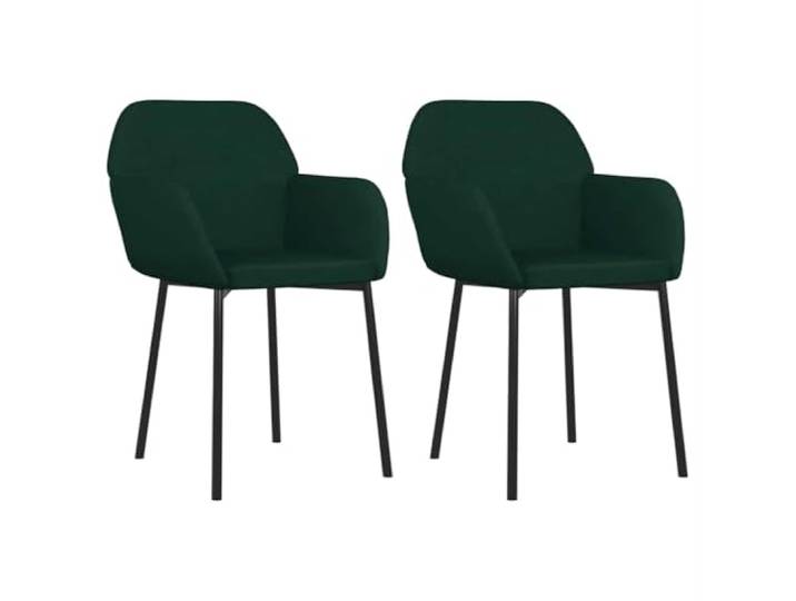 KUTYWEXFM Esszimmerstühle 2er Set Polsterstuhl mit Armlehne Dunkelgrün Modernes 2er Set aus samtigem Bezug und stabilen Metallbeinen für stilvolle Gemütlichkeit in Küchen und Wohnzimmern.