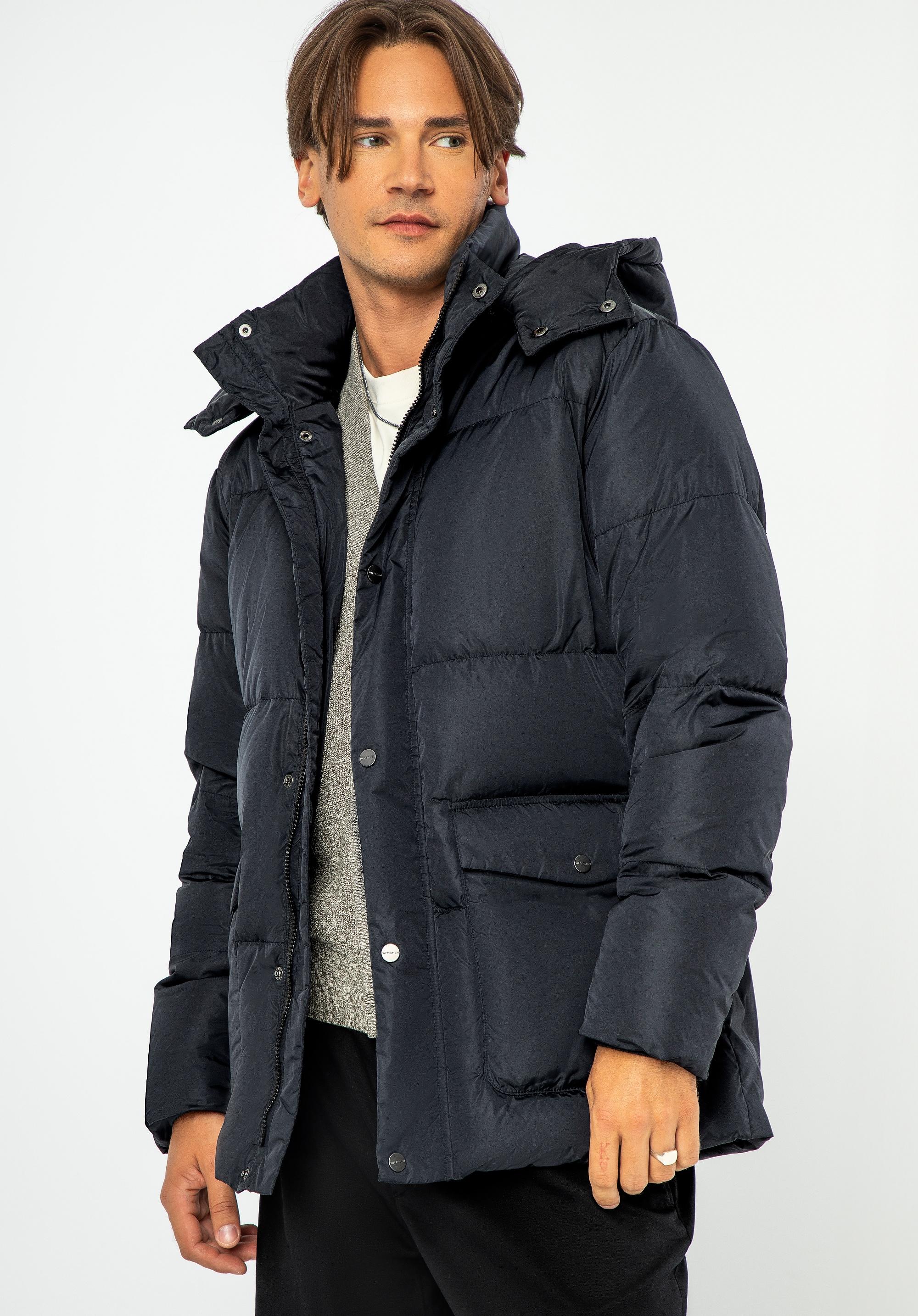 Wittchen Heren Gewatteerde Donsjas met Capuchon Marineblauw Nylon