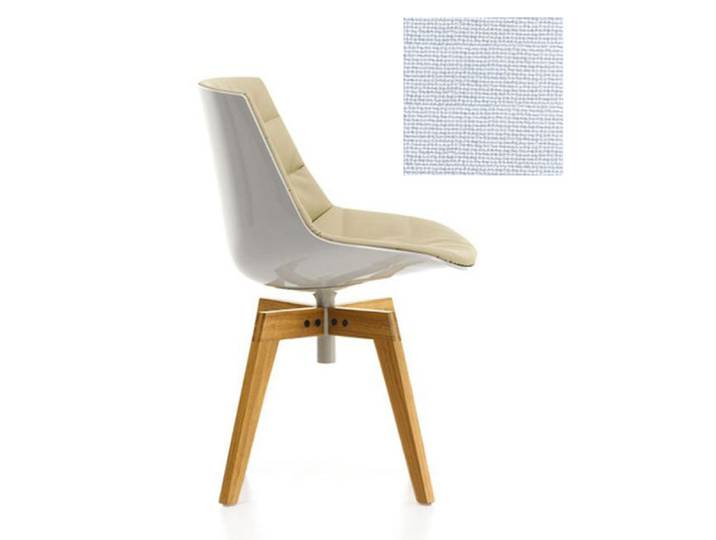 MDF ITALIA chaise rembourrée avec pieds en chêne FLOW CHAIR (Blanc / 122 - Polycarbonate / Cat. B tissu Gin)