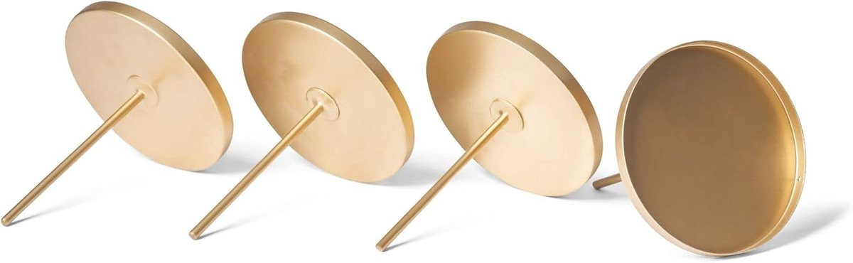 Gouden platte kandelaar voor kerstdecoratie en advent, 8 cm