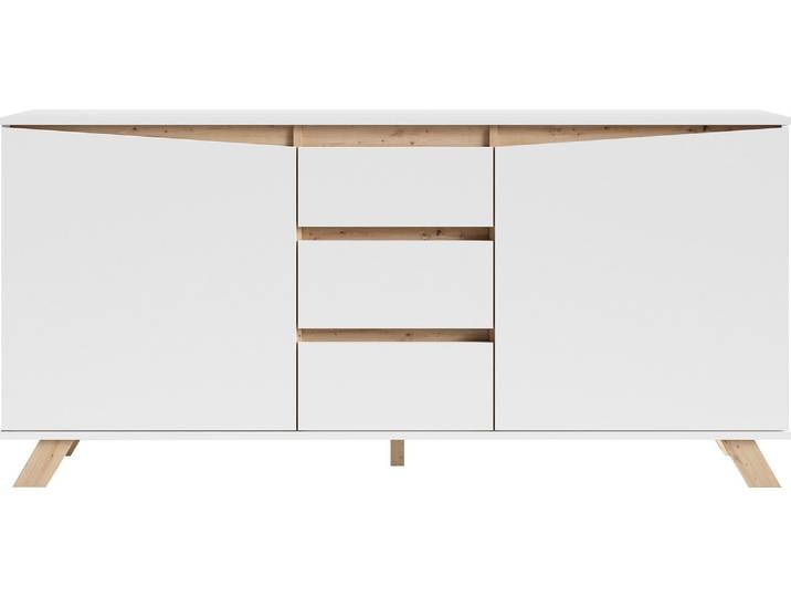 Sideboard BYLIVING Valentin , weiß, B:160cm H:76cm T:38cm, Holzwerkstoff, Melamin, Sideboards, Sideboard