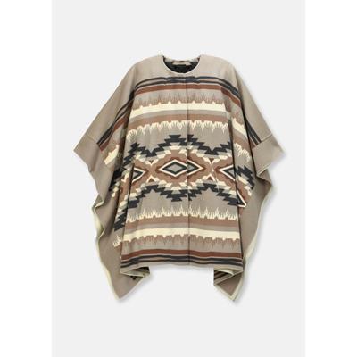 Cape MADELEINE "Cape Doubleface-Cape mit Innenweste", Damen, Gr. 40, beige (cappuccino, multicolor), Obermaterial: 80% Wolle WO. 20% Polyamid PA., Modern, Jacken Cape