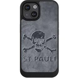 Nivocase Hülle für Apple iPhone 15 Handyhülle NIVOcore Case Schwarz Beton FC St. Pauli Logo (Apple iPhone 15), Smartphone Hülle, Schwarz