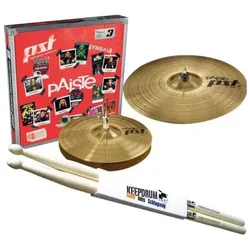 Paiste PST3 Essential Beckenset mit Drumsticks (13", Becken, Crash, HiHat), Becken