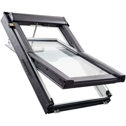 Roto Schwingfenster Dachfenster RotoQ Q42C W2EF Tronic Comfort Verglasung Holz Weiß, 2-fach Verglasung, 134x118 cm (13/11),Elektro