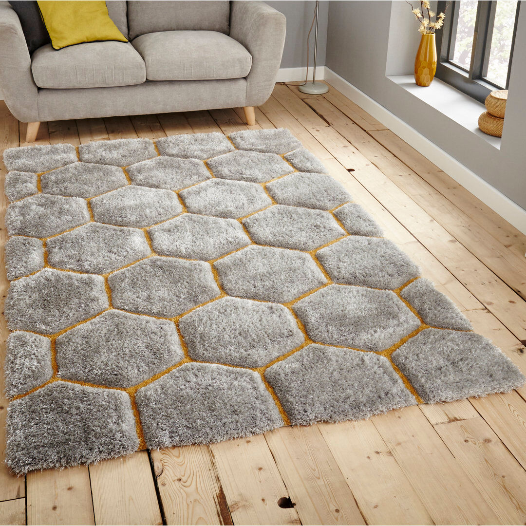 Wade Logan Noble House area rug Hand Tufted Rectangle Grey Grey/Yellow Rectangle 150 x 230cm