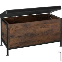 tectake Gepolsterte Sitztruhe Calico 81,5x41,5x50,5cm  Industrial Holz Dunkel, Rustikal