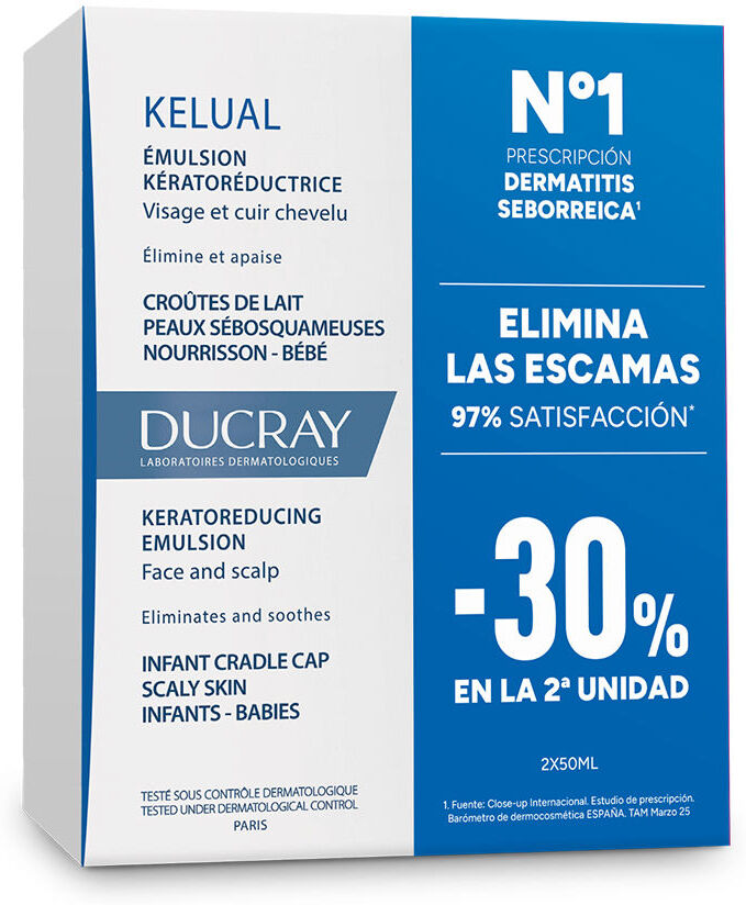 Ducray Kelual émulsion kératoréductrice pour croûtes de lait pack de 2 x 50 ml