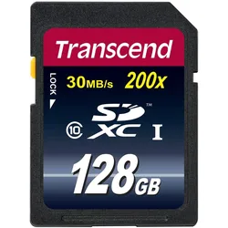 Transcend SDXC Ultimate 200x (128 GB, SDXC, U1, UHS-I), Speicherkarte, Blau