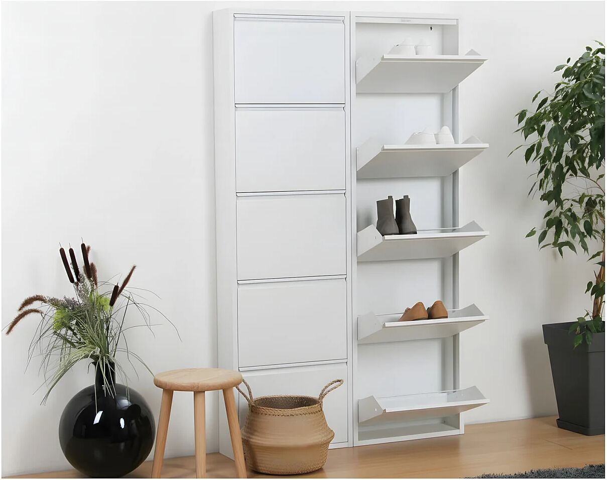 ebuy24 Pisa schoenenkast wit metaal met 5 vakken - set van 2.