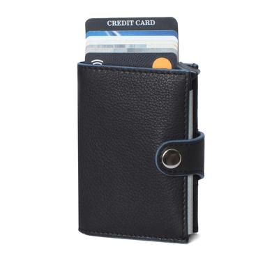 Mini Geldbörse MARGELISCH "noonyu single col.edge", Damen, schwarz (schwarz, sky blau), Leder, Kleinlederwaren, Farbkanten