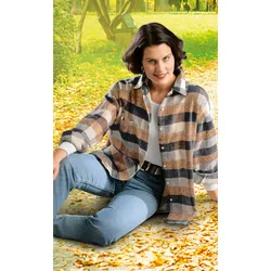 Baumwoll-Bluse in Karo camel in Größe 40/42 von DW-Shop, Camel, 40/42