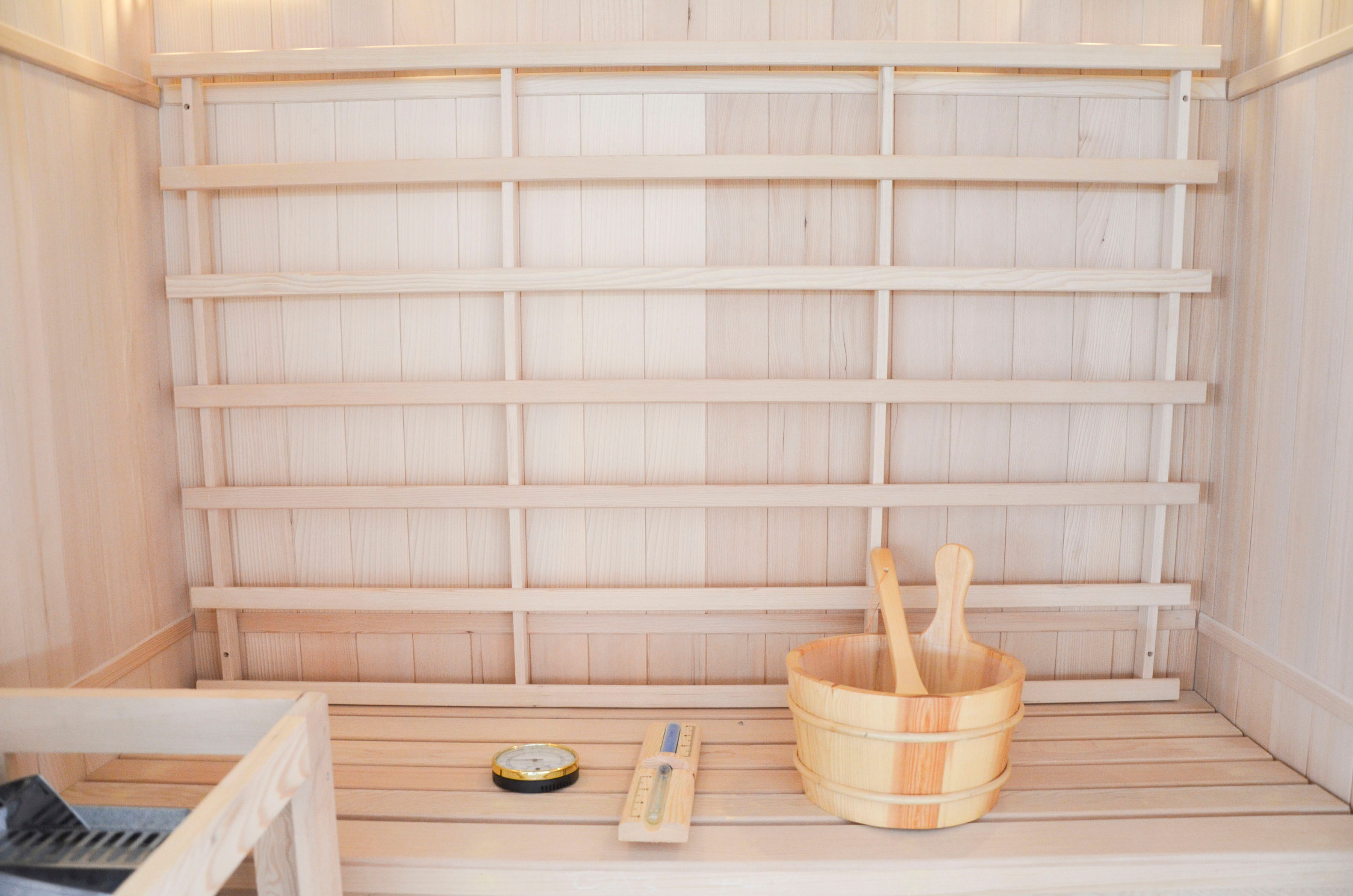 Sauna SANOTECHNIK "RIGA", beige (natur), Saunaofen, 4,5 kW, Saunen, für 3 Personen