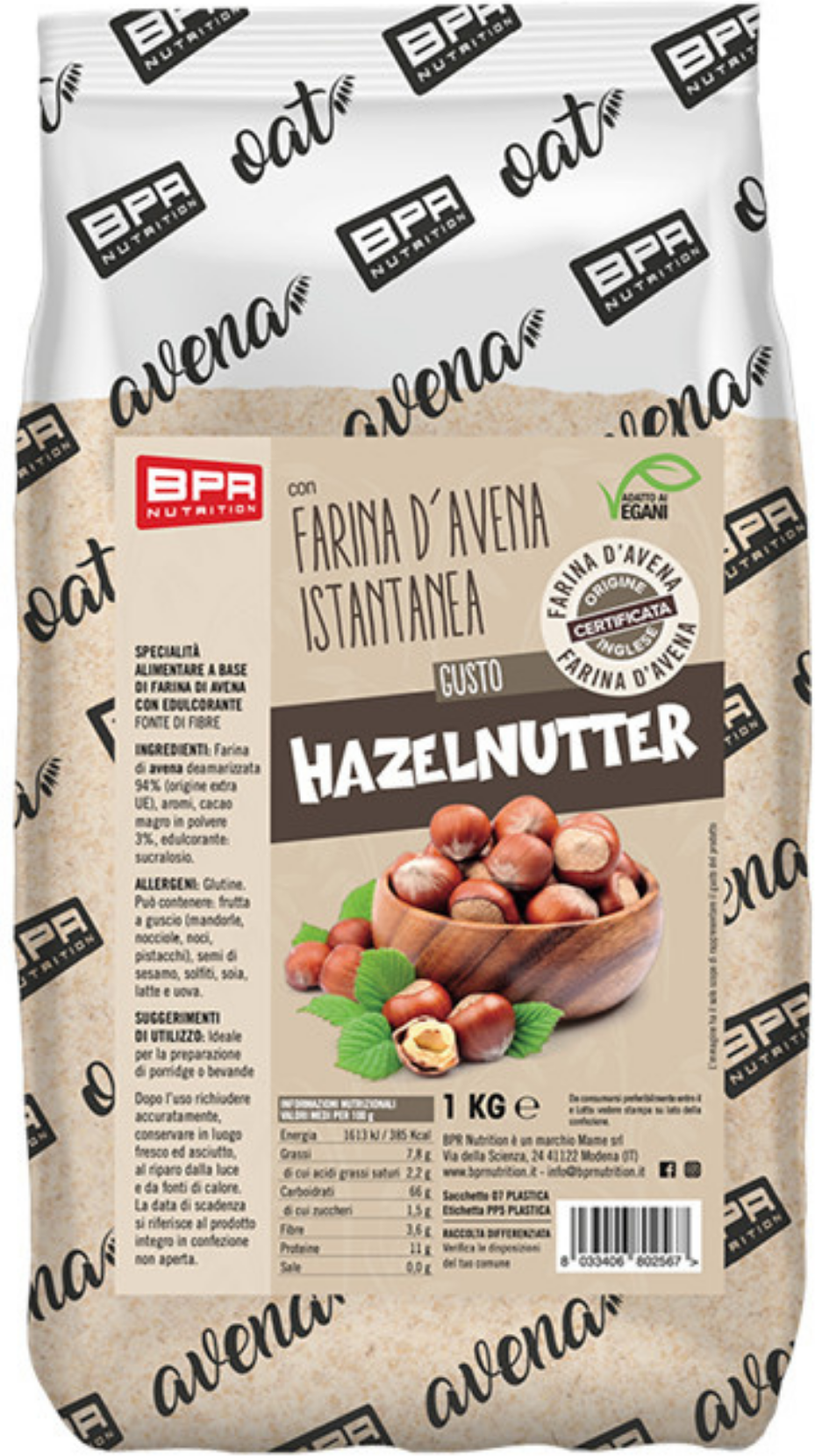BPR NUTRITION Farina D'Avena Aromatizzata  1000 Grammi 