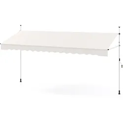 Helloshop26 - Ausziehbare Markise mit Kurbel 400 x 135 x 210–300 cm verstellbarer moderner Sonnenschutz aus weißem Polyester 20_0013644
