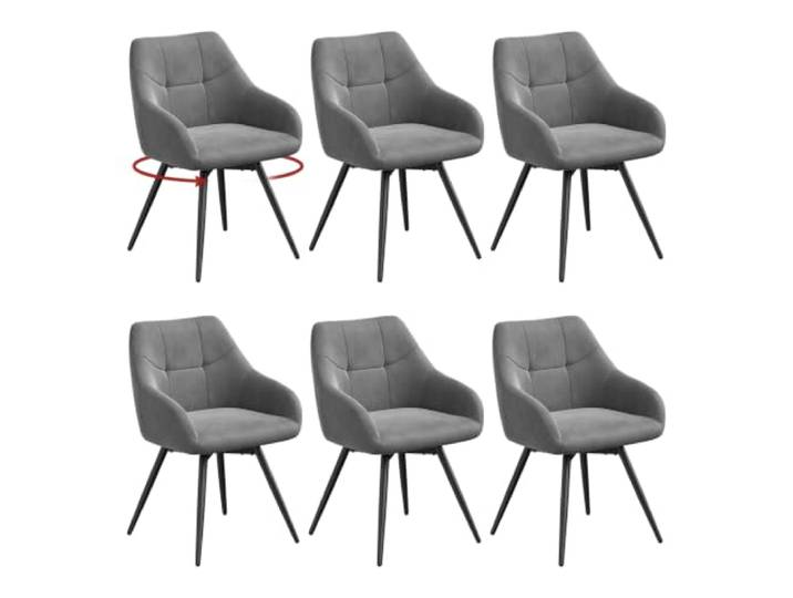 WOLTU Drehbare Esszimmerstühle 6er Set, Küchenstühle mit Armlehen Bezug aus Samt, Metallbeine, für Wohnzimmer Küche Esszimmer, Dunkelblaugrau