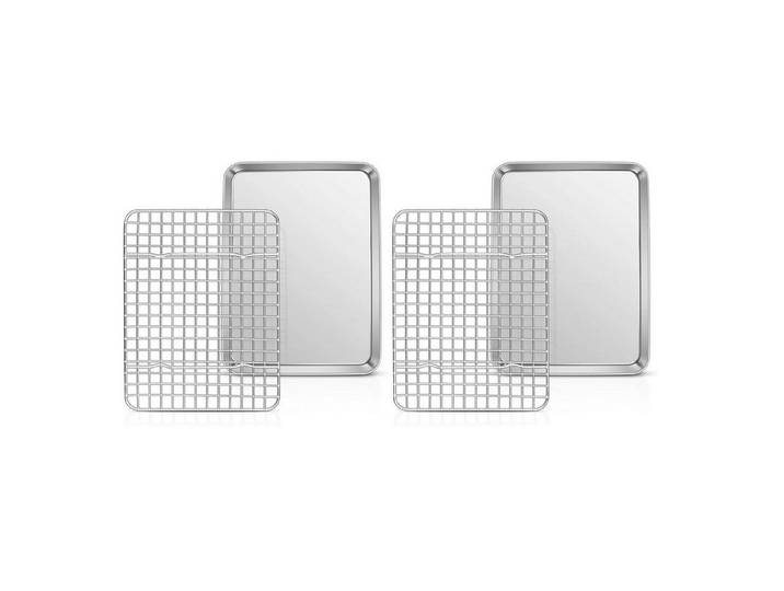 LuxusKollektion Kuchenblech Backblech mit Abkühlgitter 2er Pack, Metall, (2-St)