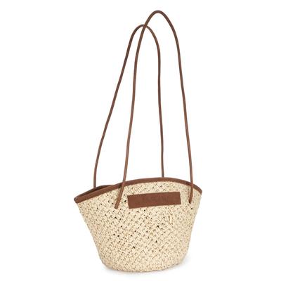 Shopper LASCANA "Strandtasche, Schultertasche, Korbtasche, Tragetasche, Einkaufstasche", Damen, Gr. B/H/T: 42cm x 21cm x 14cm, beige, Papierstroh, kontrastfarbene Details, unifarben, Taschen Shopper, Handtasche in modischer Bast-Optik