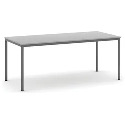 Esstisch BASIC, 180x80 cm, dunkelgraues Metallgestell, grau