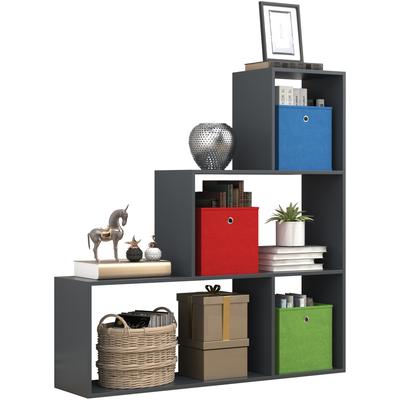 Standregal VCM "Holz Regal Raumteiler Standregal Bücher Dubila M", schwarz (anthrazit), B:117cm T:29cm, Regale, Standregal